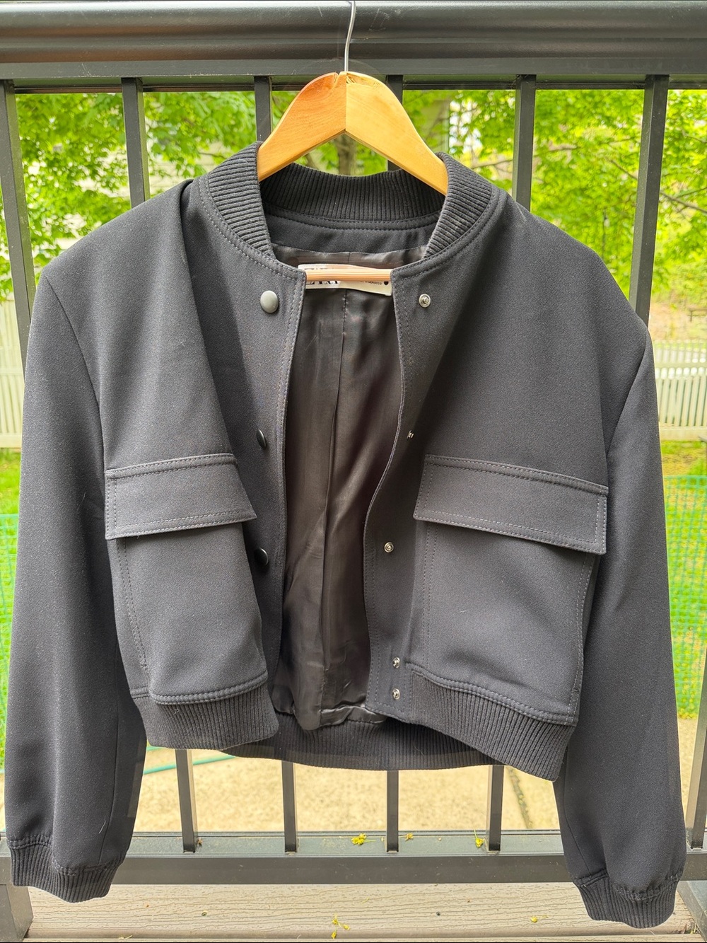 Zara Medium Black Bomber Jacket - Classic Style